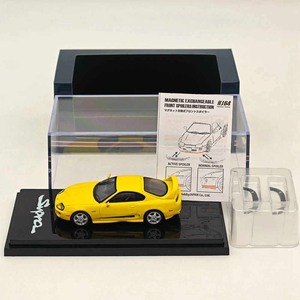 Hobby Japan 1/64 Toyota SUPRA RZ JZA80 GENUINE CUSTOMIZED VER With ActiveSpoiler Yellow HJ643042Y Diecast Models Car Collection 4 Hobby Japan 1/64 Toyota SUPRA RZ JZA80 GENUINE CUSTOMIZED VER With ActiveSpoiler Yellow HJ643042Y Diecast Models Car Collection - Image 4