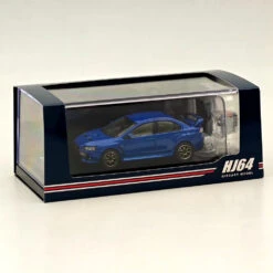 Hobby Japan 1/64 Mitsubishi Lancer Evolution X Final Edition W/Engine Display Model Lightning Blue Mica HJ642053ABL Diecast Model Car Limited Collection