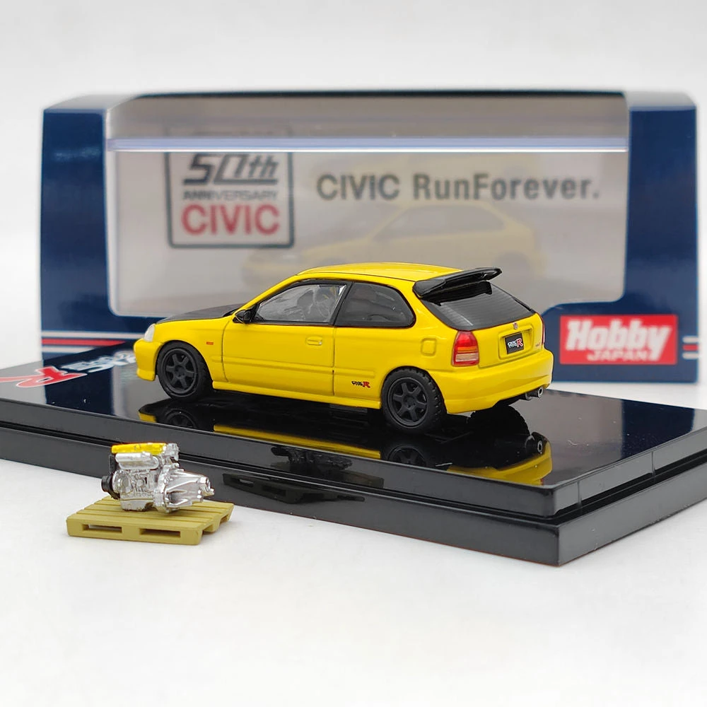 Hobby Japan HJ642016EY 1/64 Honda Civic TYPE R (EK9) With Engine Diecast Display Model Toys Gift 2 Hobby Japan HJ642016EY 1/64 Honda Civic TYPE R (EK9) With Engine Diecast Display Model Toys Gift - Image 2