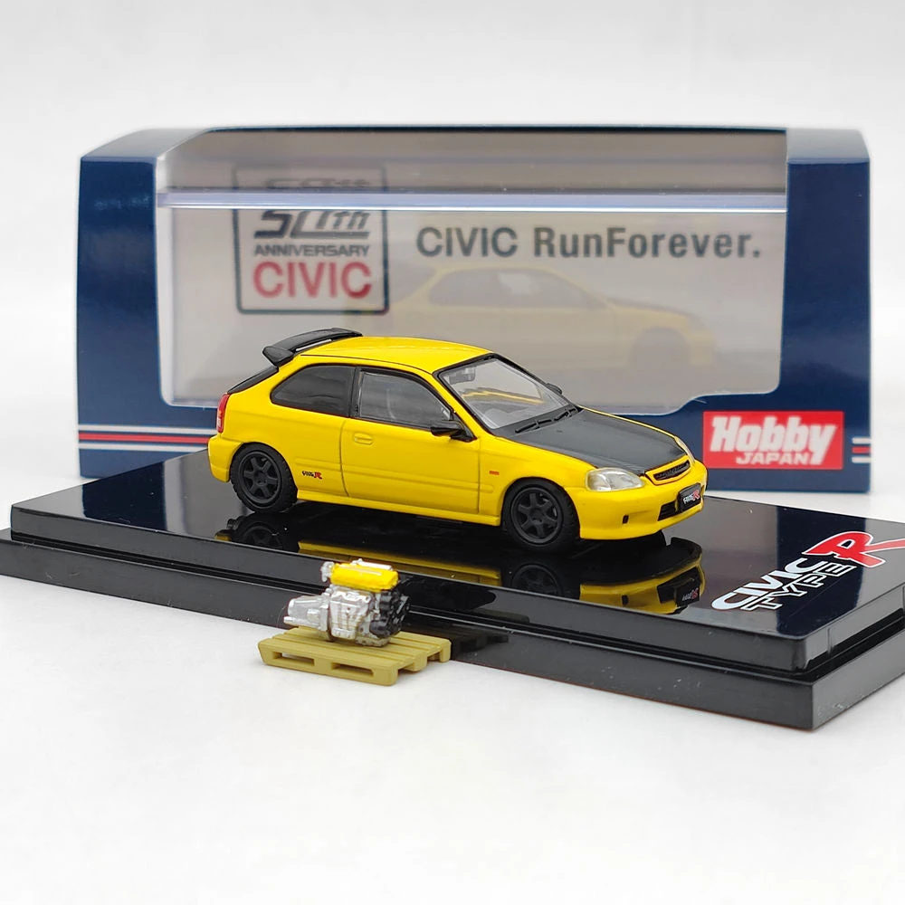Hobby Japan HJ642016EY 1/64 Honda Civic TYPE R (EK9) With Engine Diecast Display Model Toys Gift 6 Hobby Japan HJ642016EY 1/64 Honda Civic TYPE R (EK9) With Engine Diecast Display Model Toys Gift - Image 6