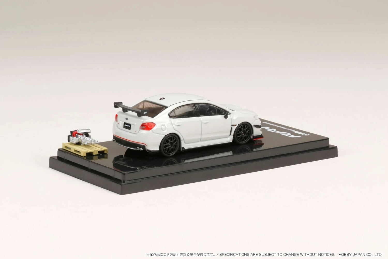 Hobby Japan 1:64 Subaru WRX STI RA-R Full-Option / With Engine Display Model In Crystal White Pearl 2 Hobby Japan 1:64 Subaru WRX STI RA-R Full-Option / With Engine Display Model In Crystal White Pearl - Image 2