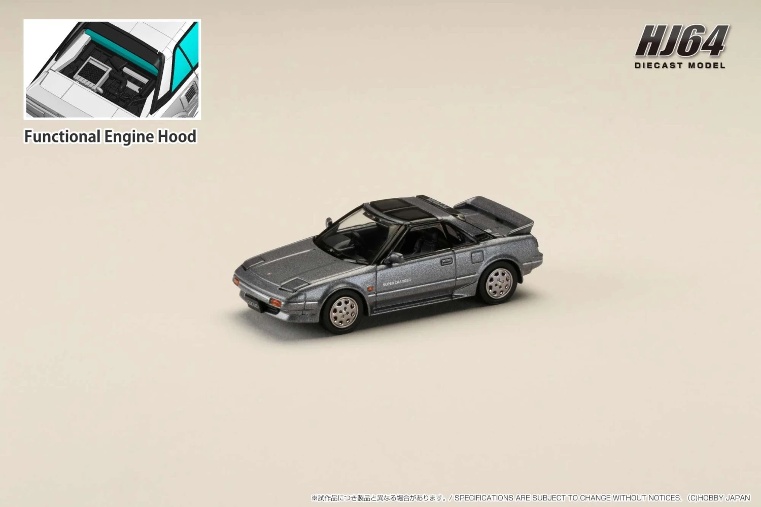 Hobby Japan 1:64 Toyota MR2 1600G-Limited Supercharged 1988 T-Top In Gray Metallic 1 Hobby Japan 1:64 Toyota MR2 1600G-Limited Supercharged 1988 T-Top In Gray Metallic