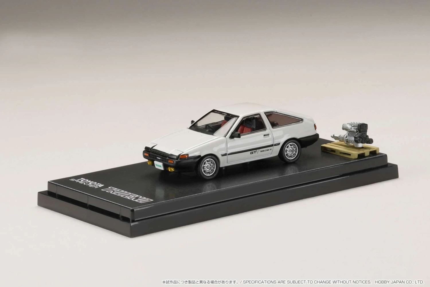 Hobby Japan 1:64 Toyota Sprinter Trueno GTV (AE86) In White With Engine Display Model 1 Hobby Japan 1:64 Toyota Sprinter Trueno GTV (AE86) In White With Engine Display Model