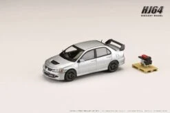 Hobby Japan 1:64 Mitsubishi Lancer EVO 8 MR GSR With Engine Display Model In Cool Silver Metallic