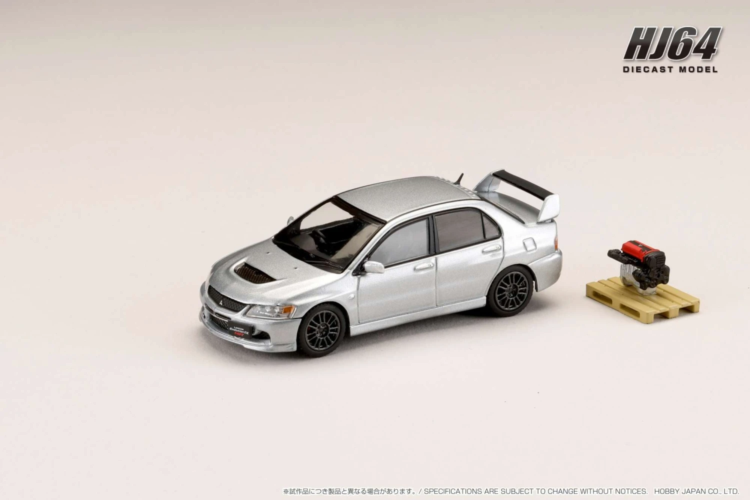 Hobby Japan 1:64 Mitsubishi Lancer GSR EVO 9 MR In Cool Silver Metallic With Engine Display 1 Hobby Japan 1:64 Mitsubishi Lancer GSR EVO 9 MR In Cool Silver Metallic With Engine Display