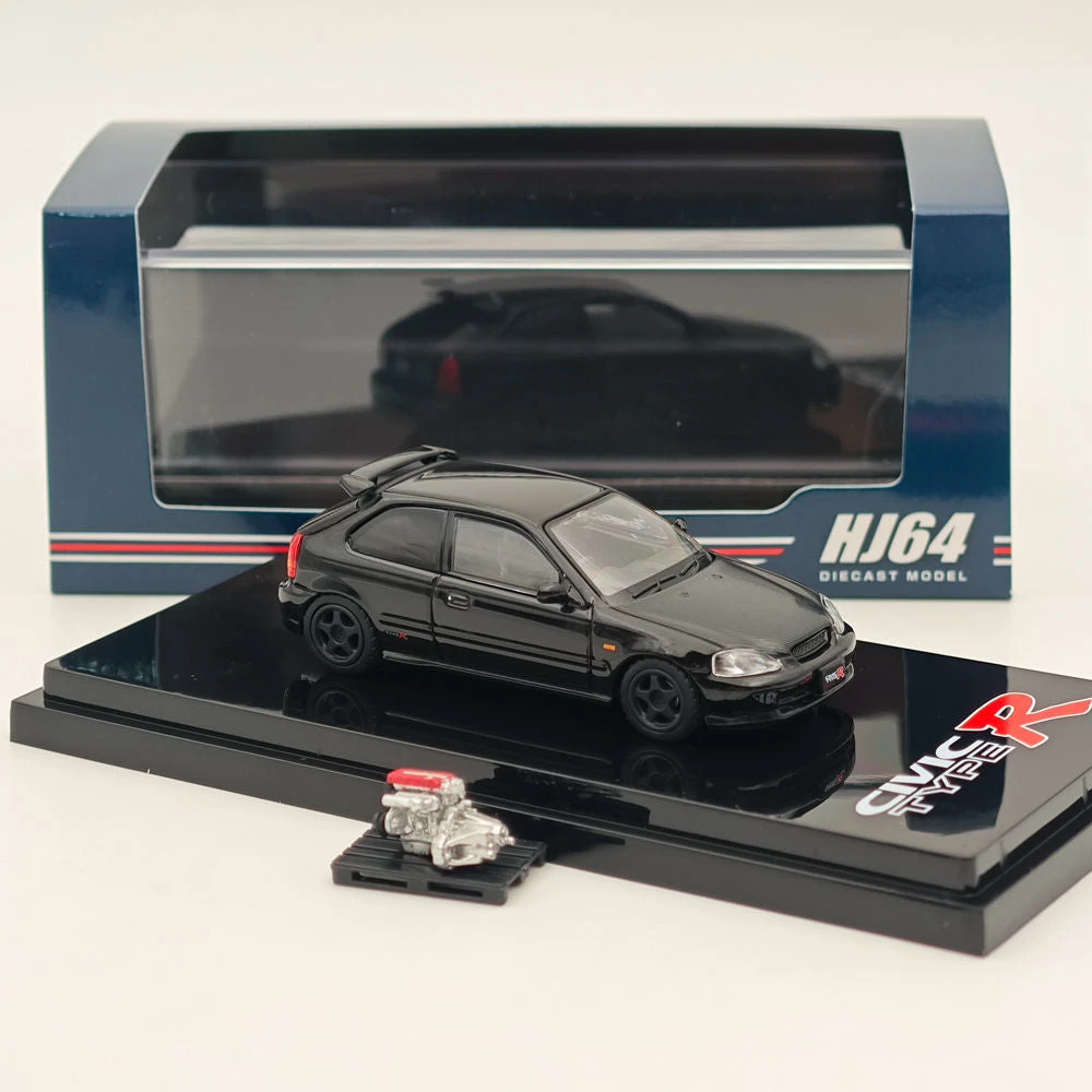 Hobby Japan 1/64 Honda Civic Type-R (EK9) Custom With Engine Diecast Car Limited Collection Auto Toys Gift Black 4 Hobby Japan 1/64 Honda Civic Type-R (EK9) Custom With Engine Diecast Car Limited Collection Auto Toys Gift Black - Image 4