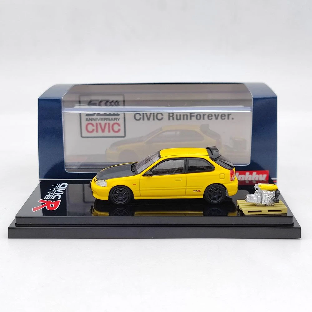 Hobby Japan HJ642016EY 1/64 Honda Civic TYPE R (EK9) With Engine Diecast Display Model Toys Gift 1 Hobby Japan HJ642016EY 1/64 Honda Civic TYPE R (EK9) With Engine Diecast Display Model Toys Gift