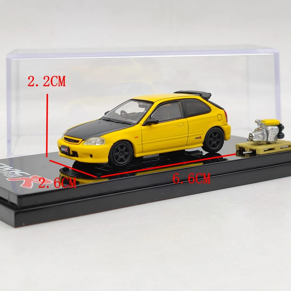 Hobby Japan HJ642016EY 1/64 Honda Civic TYPE R (EK9) With Engine Diecast Display Model Toys Gift 4 Hobby Japan HJ642016EY 1/64 Honda Civic TYPE R (EK9) With Engine Diecast Display Model Toys Gift - Image 4